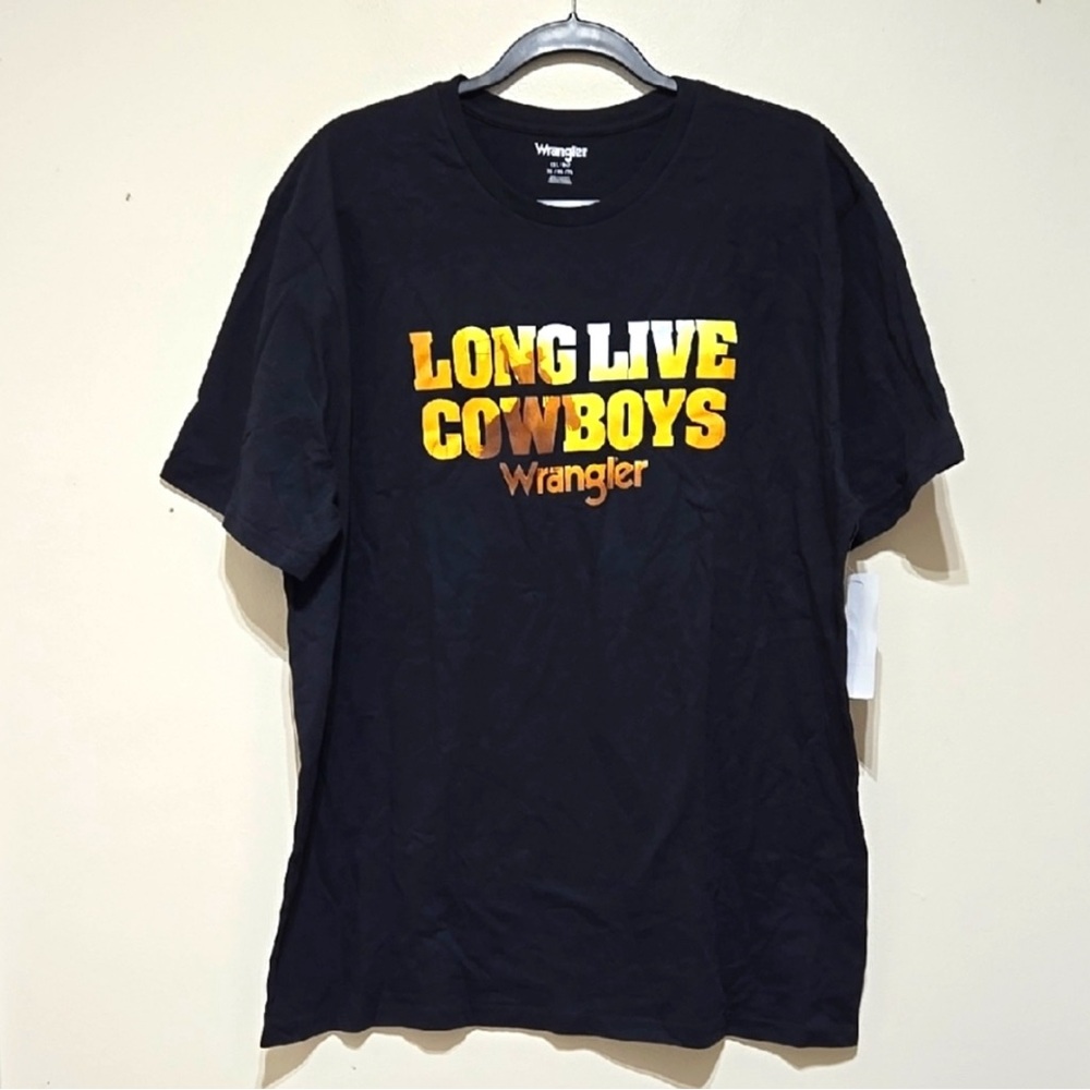 Wrangler Black Tee with Yellow Print